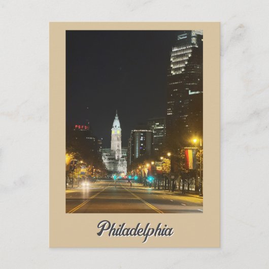 Philadelphia bij Night Briefkaart (Voorkant)