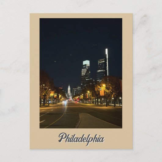 Philadelphia bij Night Briefkaart (Voorkant)