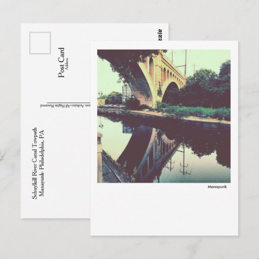 Philadelphia Briefkaart-Manayunk Towpath Briefkaart (Voorkant / Achterkant)