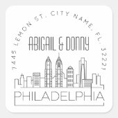 Philadelphia bruiloft | Afdichting van vooraf gead Vierkante Sticker (Voorkant)