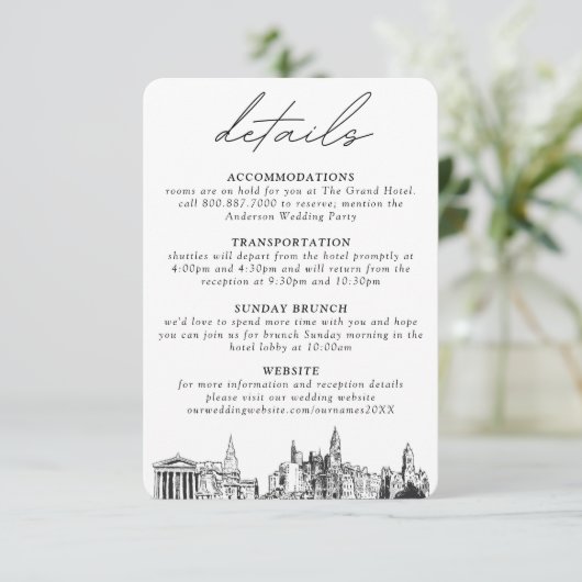 Philadelphia bruiloft details behuizing Kaart (Staand voorkant)