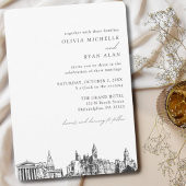 Philadelphia bruiloft elegante skyline uitnodiging