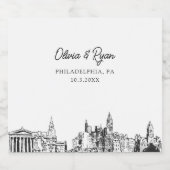 Philadelphia Bruiloft Gepersonaliseerde Champagne Sparkling Wijnetiket (Enkel label)
