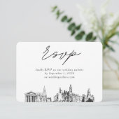 Philadelphia Bruiloft Minimalistische Schets RSVP Informatiekaartje (Staand voorkant)