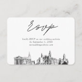 Philadelphia Bruiloft Minimalistische Schets RSVP Informatiekaartje (Voorkant)