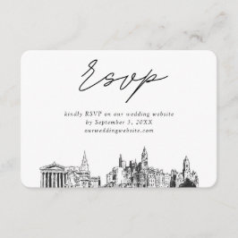 Philadelphia Bruiloft Minimalistische Schets RSVP Informatiekaartje