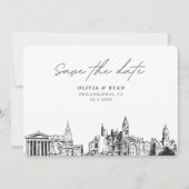 Philadelphia Bruiloft Modern Save the Date Kaart (Voorkant)