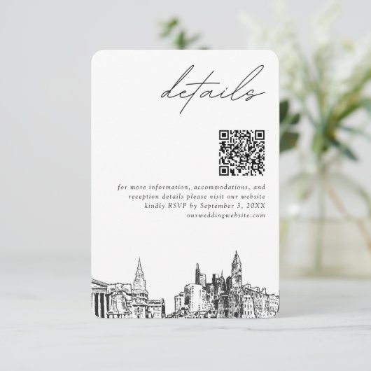 Philadelphia Bruiloft Moderne Details QR Code Informatiekaartje (Staand voorkant)