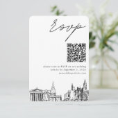 Philadelphia Bruiloft Moderne RSVP QR Code Informatiekaartje (Staand voorkant)