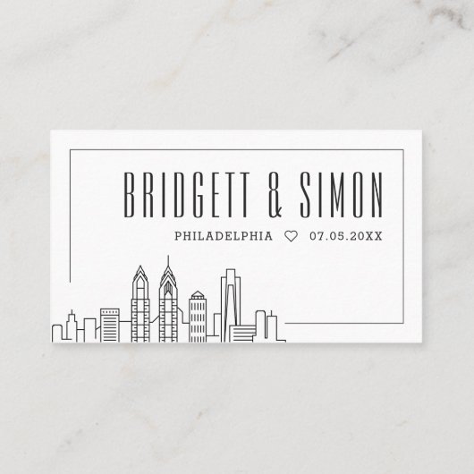 Philadelphia bruiloft | Plaats kaarten voor en ach Plaatskaartje (Achterkant)