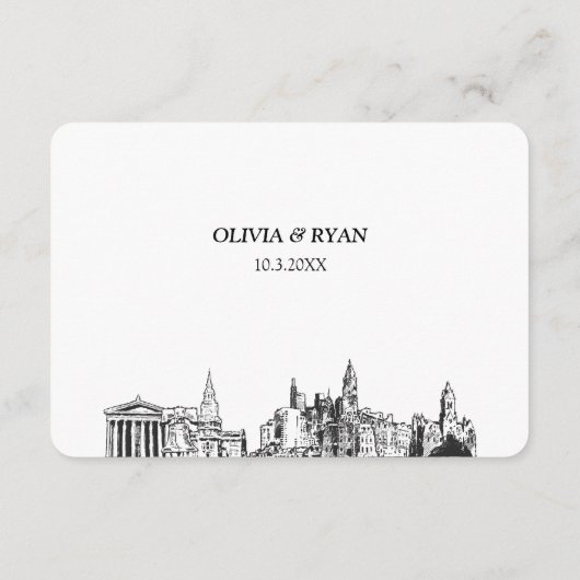 Philadelphia Bruiloft Traditionele RSVP Maaltijd O Informatiekaartje (Achterkant)