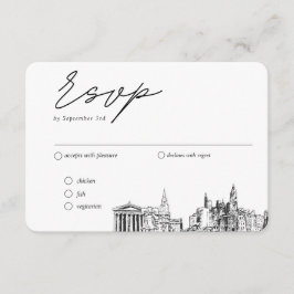 Philadelphia Bruiloft Traditionele RSVP Maaltijd O Informatiekaartje