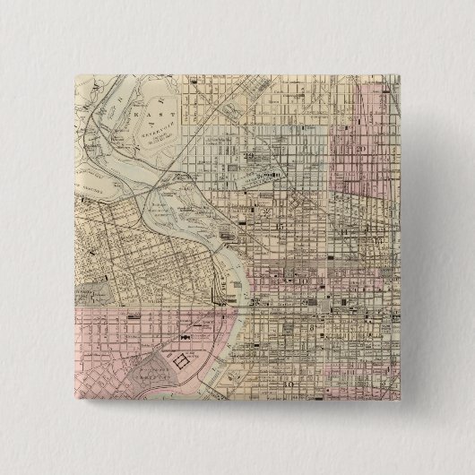 Philadelphia, Camden 2 Vierkante Button 5,1 Cm (Voorkant)