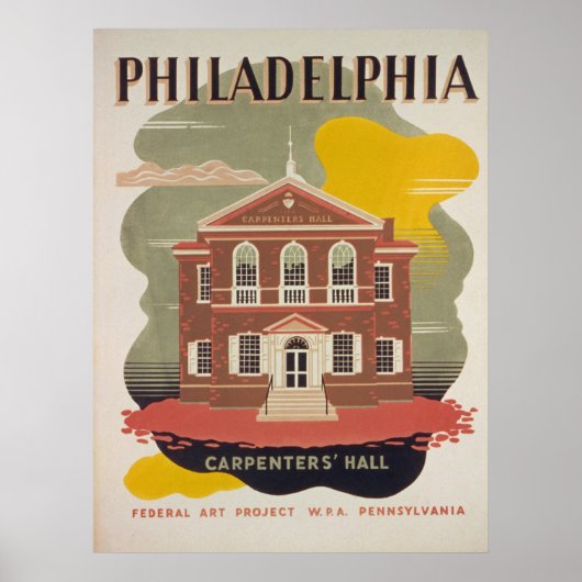 Philadelphia Carpenters Hall Vintage Poster (Voorkant)