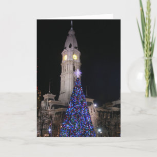 Philadelphia City Hall met Kerstmis Feestdagen Kaart