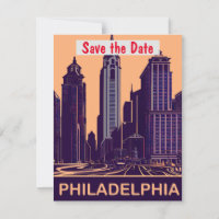 Philadelphia City Hall Paarse Trouw Uitnodiging