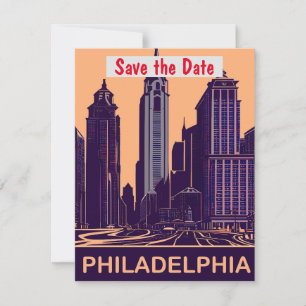 Philadelphia City Hall Paarse Trouw Uitnodiging