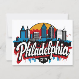 Philadelphia City Pennsylvania USA retro skyline Briefkaart