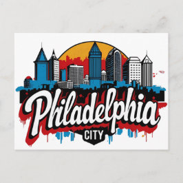 Philadelphia City Pennsylvania USA retro skyline Briefkaart