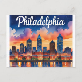 Philadelphia City Pennsylvania USA silhouet Briefkaart