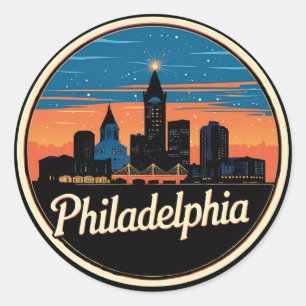 Philadelphia City Pennsylvania USA silhouet Ronde Sticker