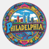 Philadelphia City Pennsylvania Verenigde Staten sk Ronde Sticker (Voorkant)