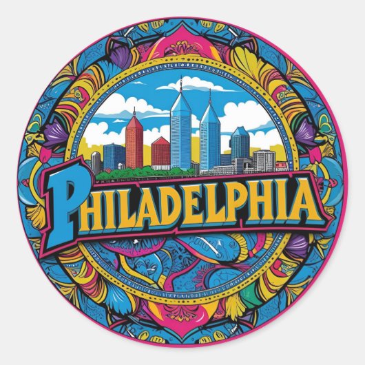 Philadelphia City Pennsylvania Verenigde Staten sk Ronde Sticker (Voorkant)