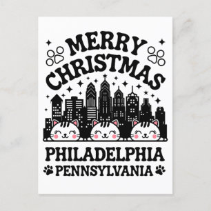 Philadelphia City Pennsylvania Vrolijke Kerstkat Briefkaart