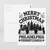Philadelphia City Pennsylvania Vrolijke Kerstkat Briefkaart (Voorkant / Achterkant)