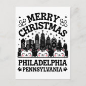 Philadelphia City Pennsylvania Vrolijke Kerstkat Briefkaart (Voorkant)