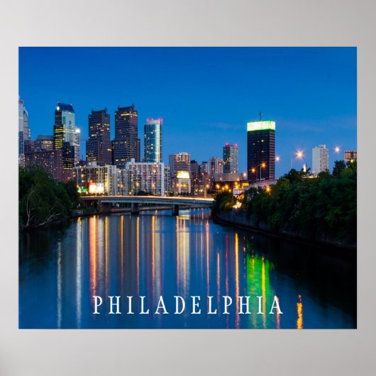 Philadelphia City Skyline in Night Poster (Voorkant)