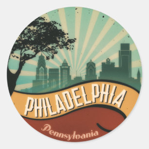 Philadelphia City Skyline Retro  Sticker