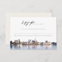 PHILADELPHIA City Skyline Waterverf RSVP Briefkaar