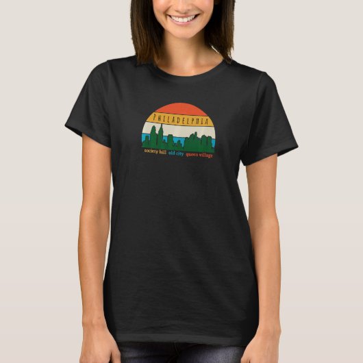 Philadelphia Cityscape Sunset Old City Philly Neig T-shirt (Voorkant)