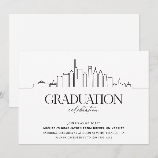 Philadelphia College Afstudeerfeest Kaart (Voorkant / Achterkant)