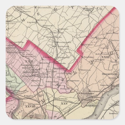 Philadelphia County, City Vierkante Sticker (Voorkant)