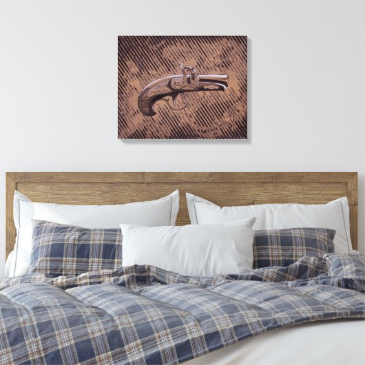 Philadelphia Derringer pistool Canvas Afdruk (Insitu (Slaapkamer))