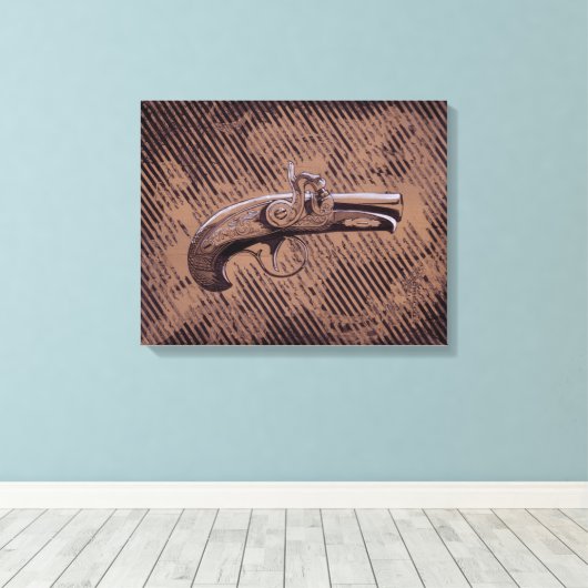 Philadelphia Derringer pistool Canvas Afdruk (Insitu (Houten vloer))