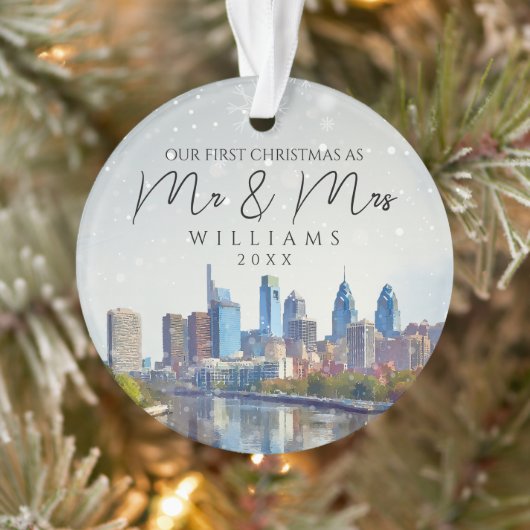 Philadelphia Eerste Kerstmis als Mijnheer & Mevrou Ornament (Boom)