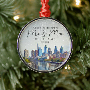 Philadelphia Elegante Eerste Kerstmis als Meneer & Metalen Ornament
