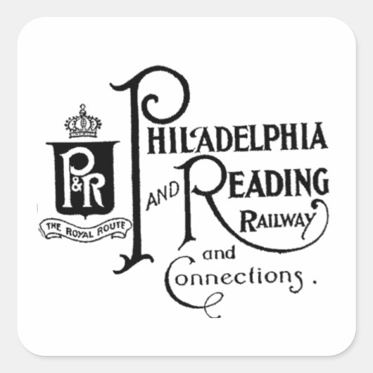 Philadelphia en Reading Railroad Logo Vierkante Sticker (Voorkant)