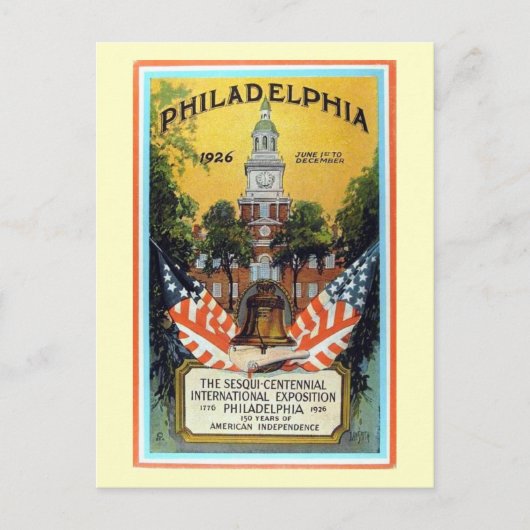 Philadelphia Exposition 1926 Vintage Briefkaart (Voorkant)