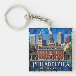 Philadelphia Gebrandschilderd Historisch Stadspano Sleutelhanger