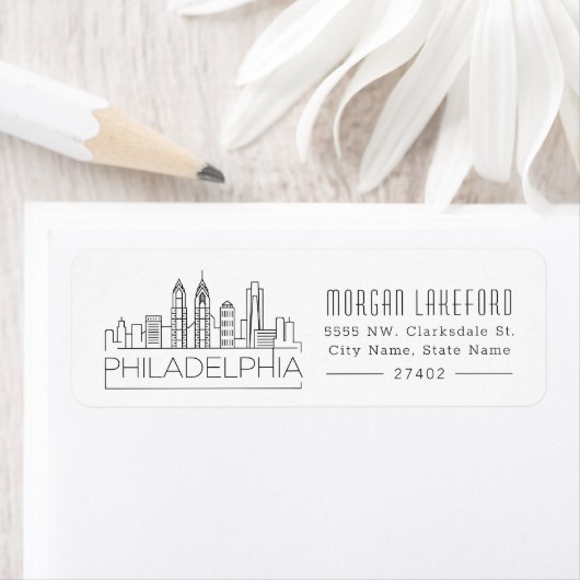 Philadelphia Gestileerde Skyline | Etiket (Insitu)