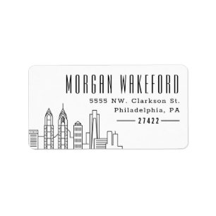 Philadelphia gestileerde Skyline Large Address Lab Etiket