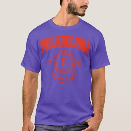 Philadelphia Hockey Team Retro Design T-shirt (Voorkant)