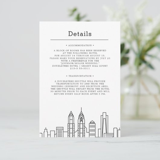 Philadelphia Huwelijk | Details gast Kaart (Staand voorkant)
