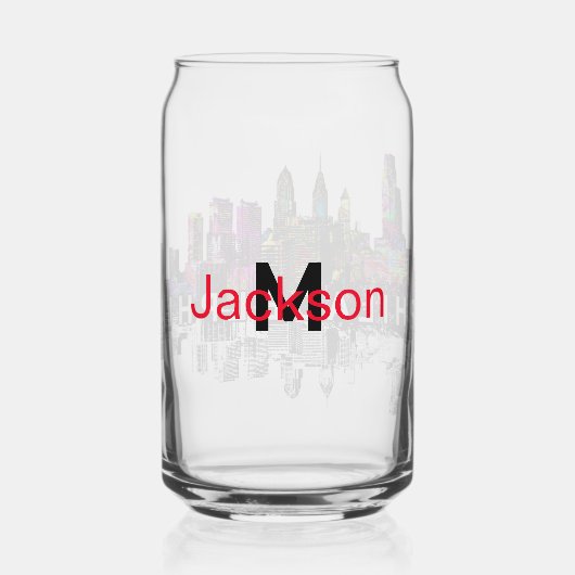 Philadelphia in graffiti met monogram blikvorm glas (Achterkant)