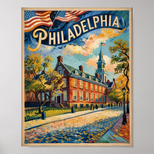 Philadelphia Independence Hall Van Gogh Schilderij Poster (Voorkant)