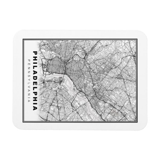 Philadelphia-kaart Magneet (Horizontaal)